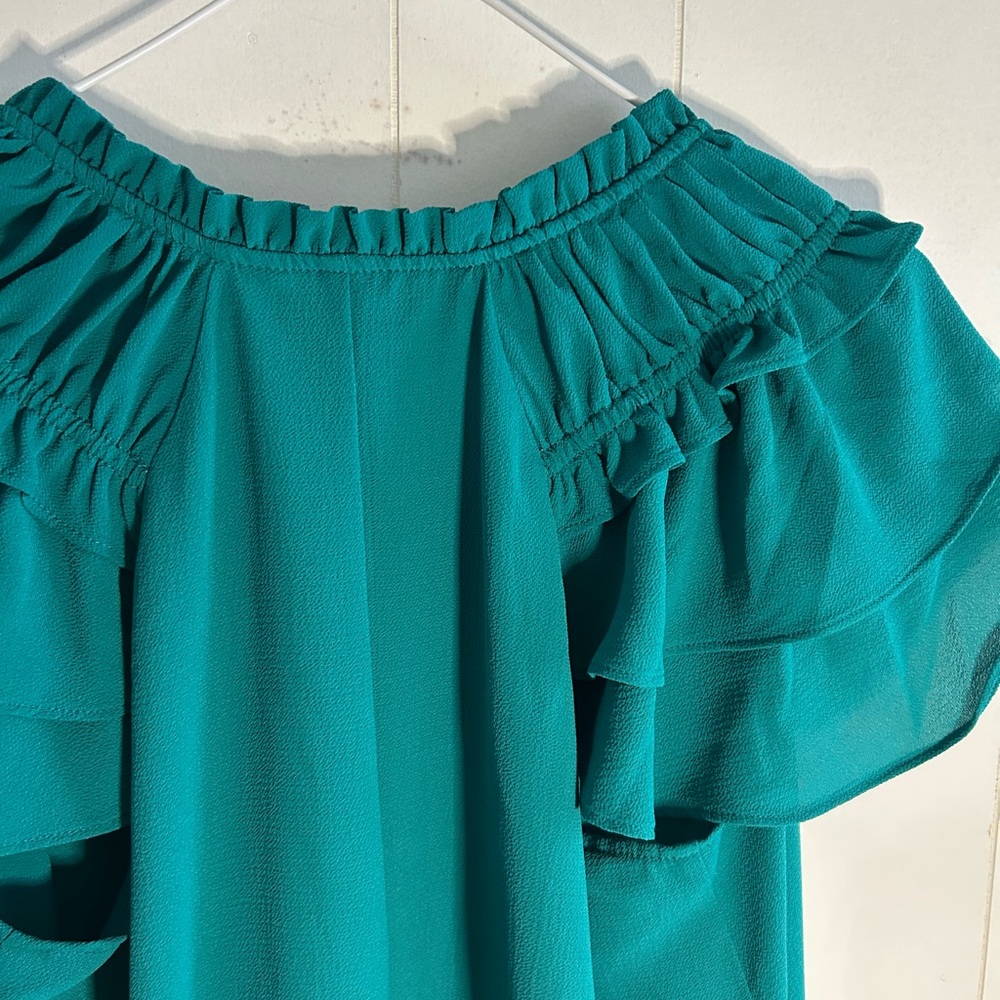 Zara Teal Ruffled Blouse